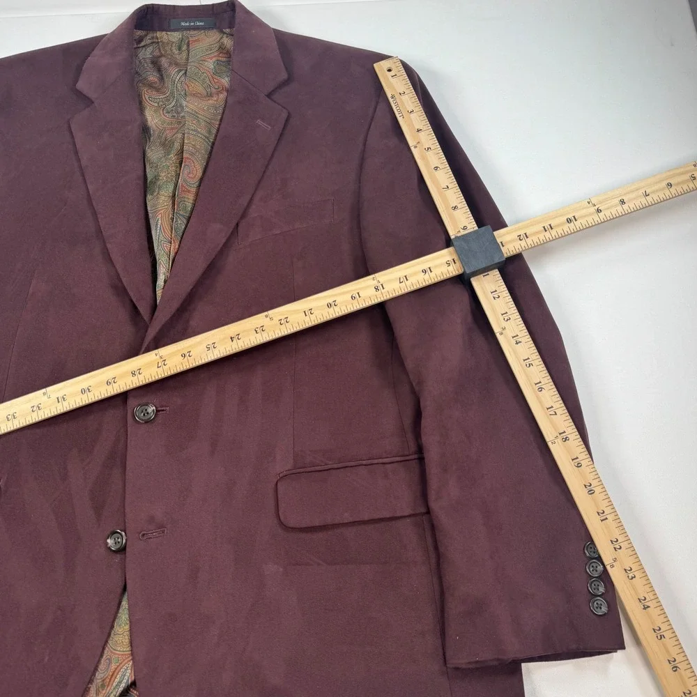Lauren Ralph Lauren Mens 44R Burgundy Faux Suede Blazer Sport Coat Paisley